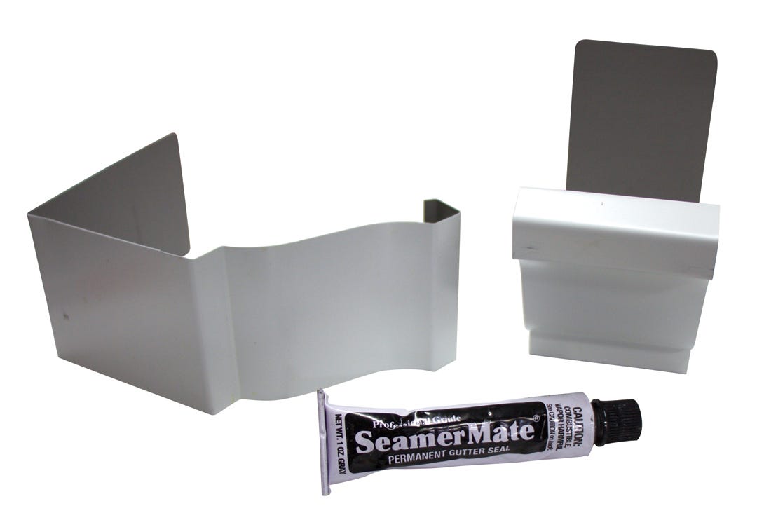 Connector aluminum for gutter with sealer seamermate