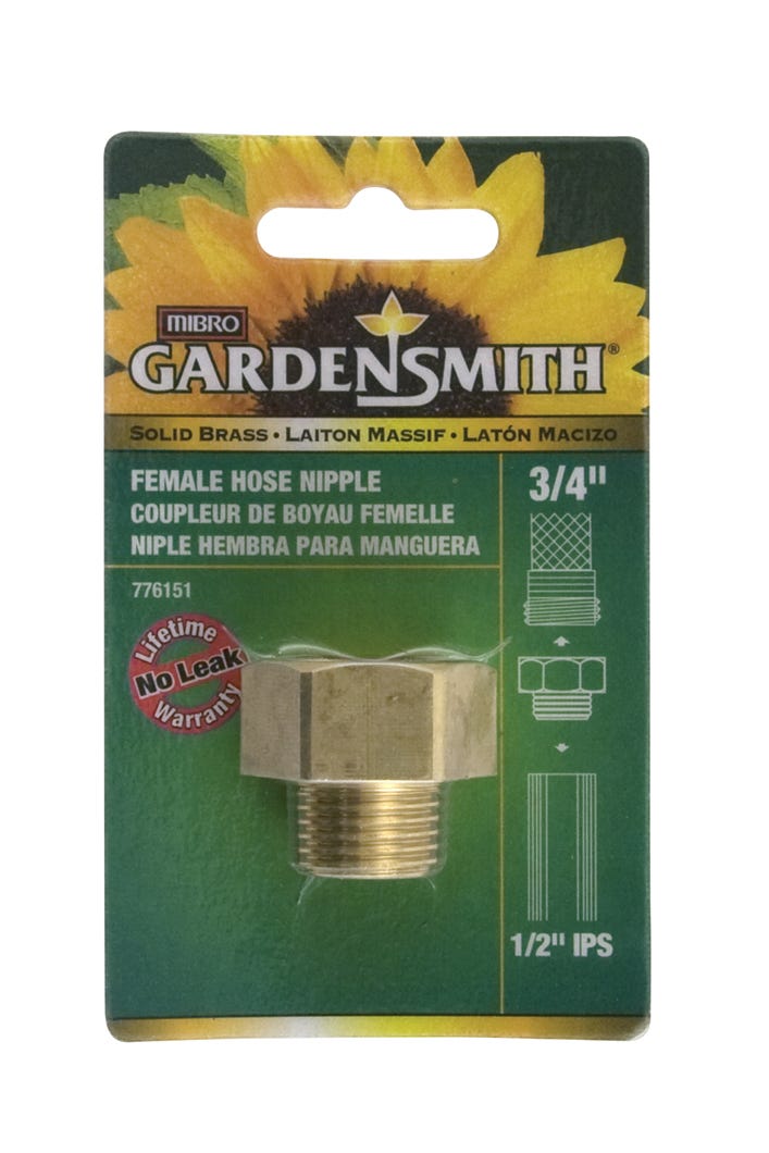 Garden Smith Female Hose Coupling, 3/4-in. X 1/2-in. Ips