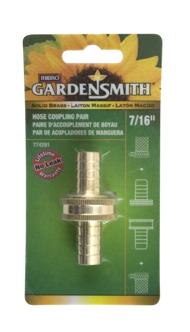 Garden Smith Hose Coupling Pair – 7/16’’ – Solid Brass