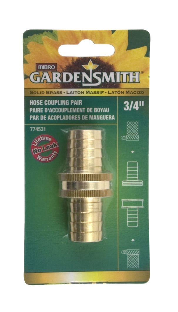 Garden Smith Hose Coupling Pair – 3/4’’ – Solid Brass