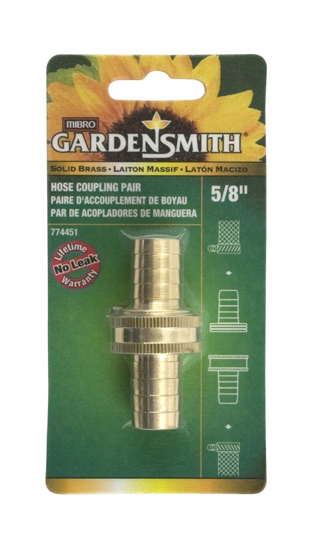 Garden Smith Hose Coupling Pair – 5/8’’ – Solid Brass