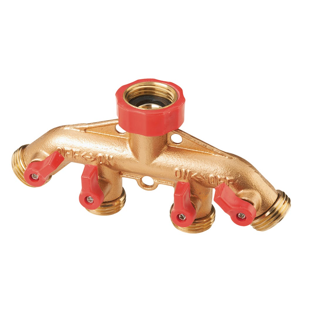 Rainwave 4-Way Hose Connector - Brass
