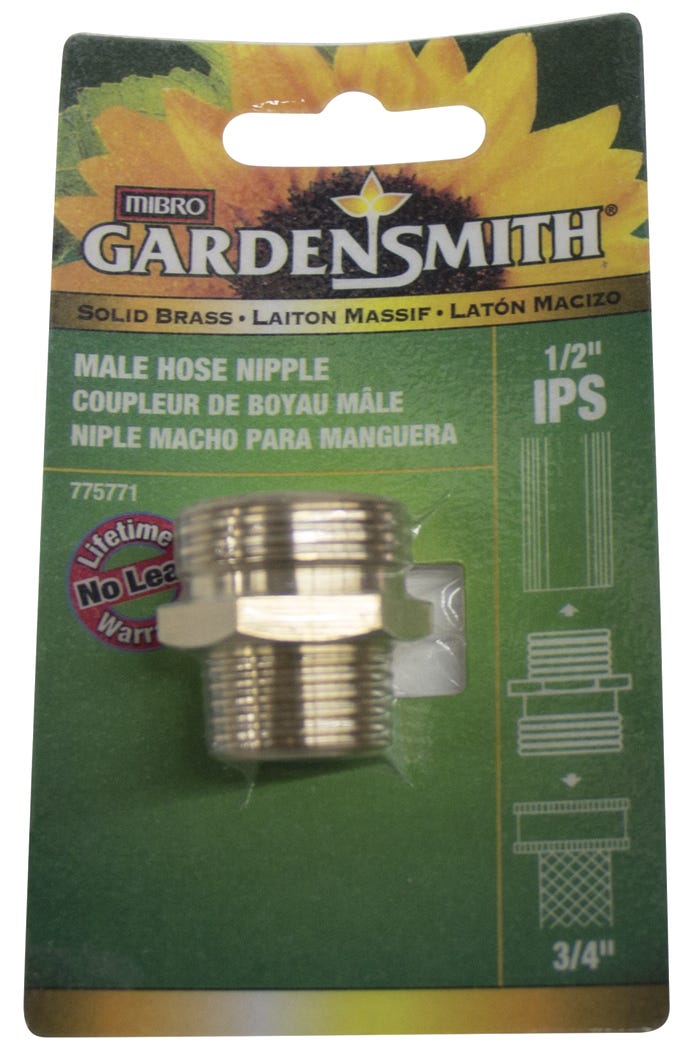 Garden Smith Male Hose Coupling, 3/4-in. X 1/2-in. Ips