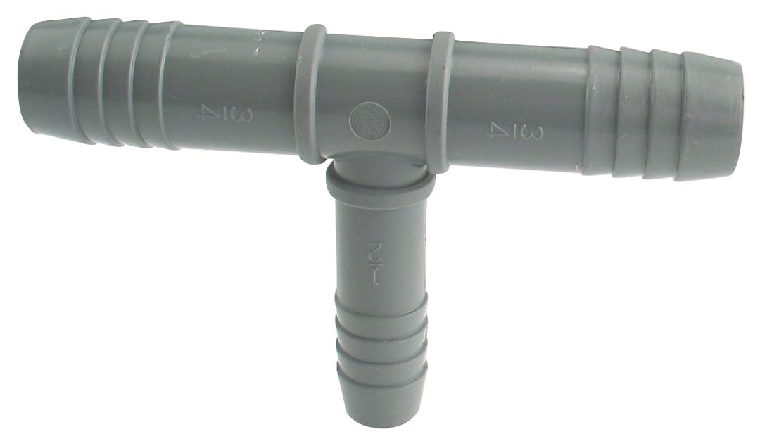 Connector Polypropylene Insert Tee, Reducing Tee, 3/4-in. INS X 3/4-in. INS X 1/2-in. INS