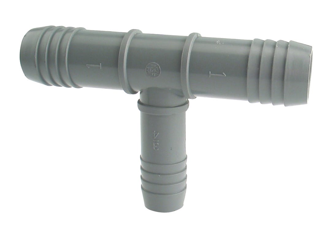 Connector Polypropylene Insert Tee, Reducing Tee, 1-in. INS X 1-in. INS X 3/4-in. INS