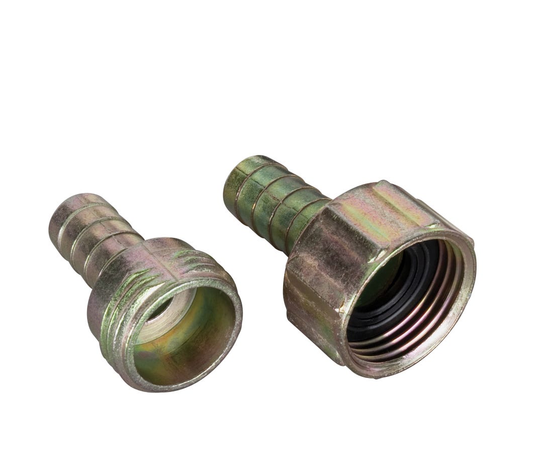 2-Piece Garden Hose Connector, Male/Female, 1/2-in., Brass