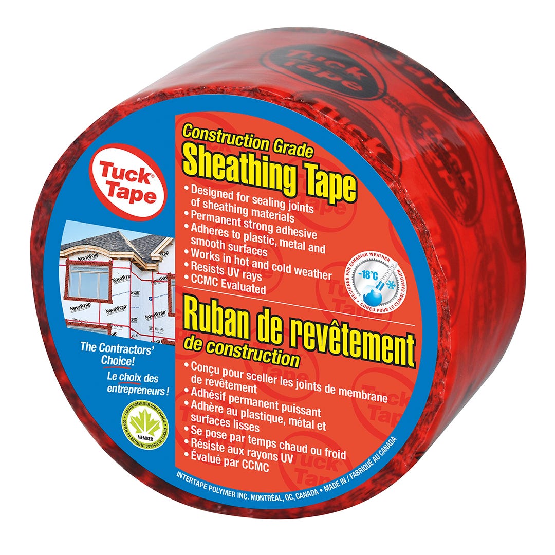 TUCK TAPE Construction Tape, 60 mm x 55 m, Red