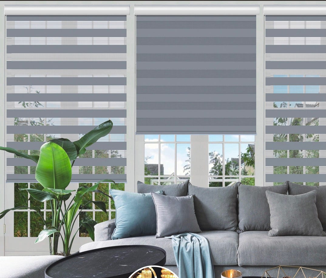 Cordless Day & Night Roller Blinds, 72-in. x 84-in., Grey