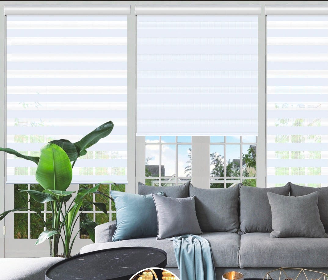 Cordless Day & Night Roller Blinds, 72-in. x 84-in., White