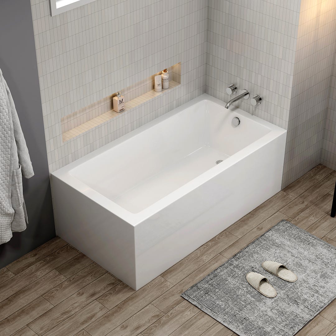Corner bathtub, right side drain