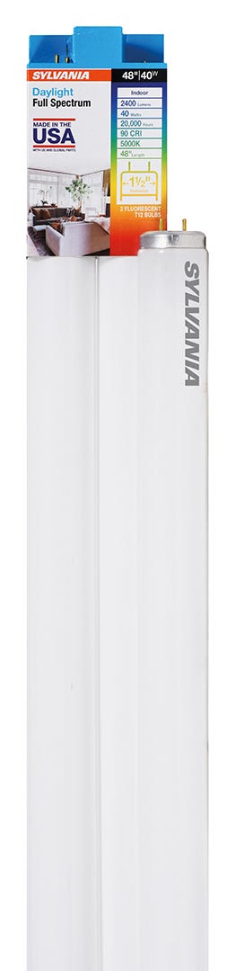 Daylight Fluorescent Light Bulb, 48 in., 2/Pack