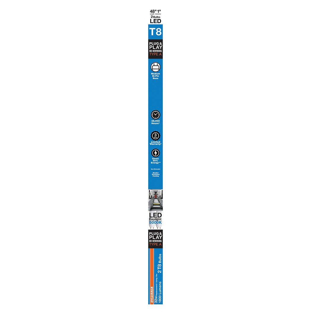 Daylight Linear LED Bulbs 48 in., 2/Pack