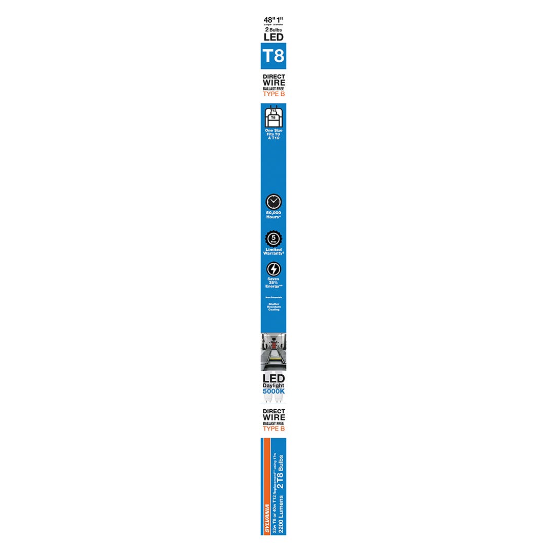 Daylight Linear LED Bulbs, 48 in., 2/Pack
