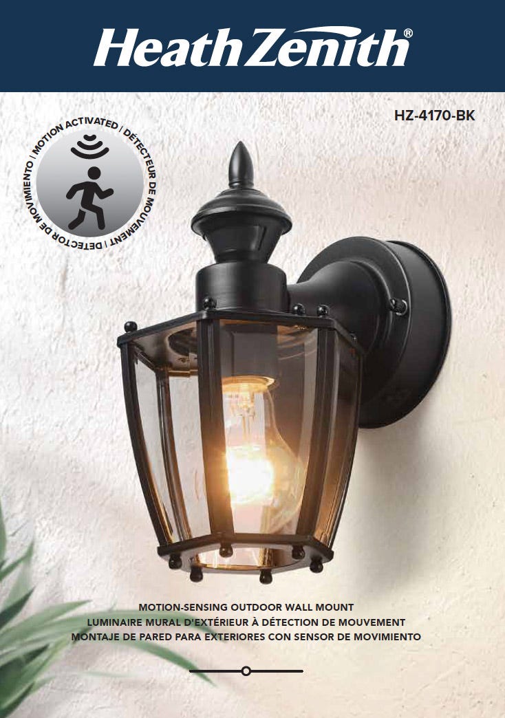 Outdoor Wall Lighting with Motion Sensor, Black