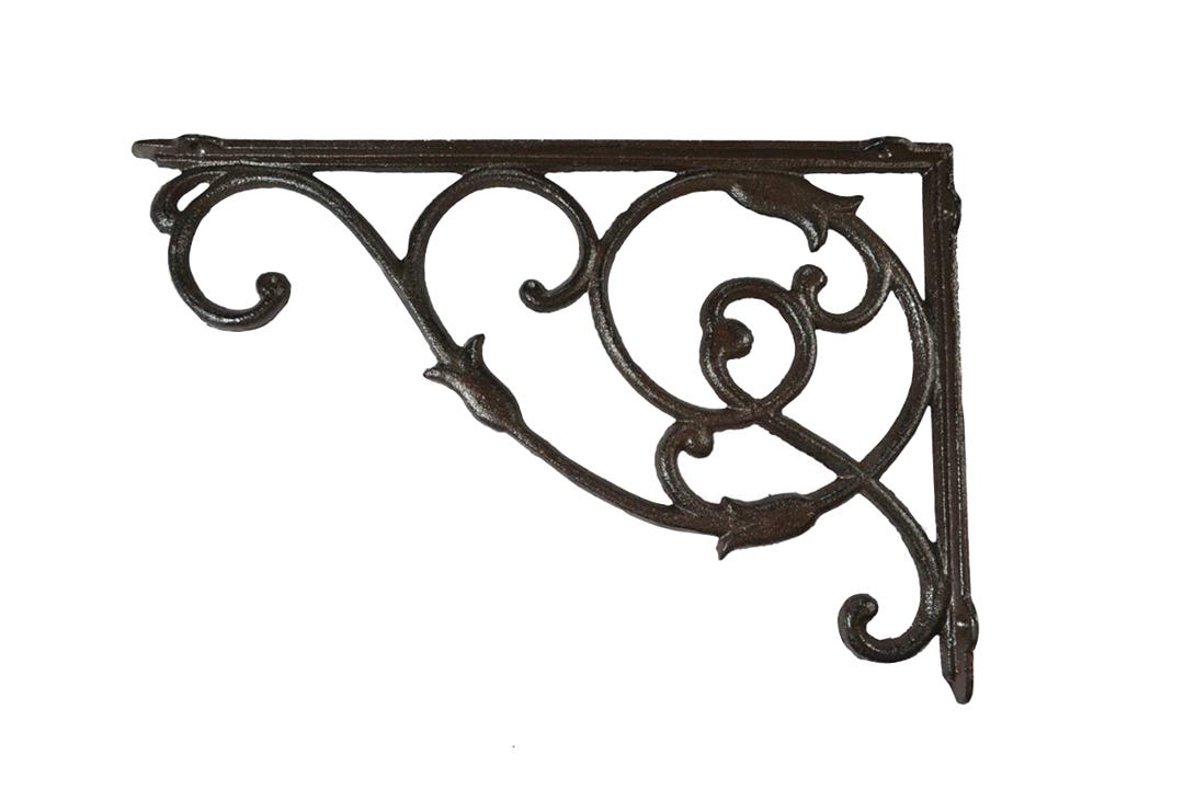 Cast-Iron Shelf Bracket, Black, 34 Cm X 23 Cm