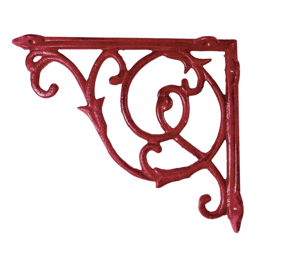 Cast-Iron Shelf Bracket, Red, 17 Cm X 20 Cm