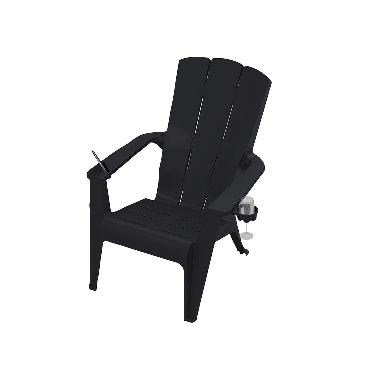 Deluxe Contour Adirondack Flat Chair, Cool Black