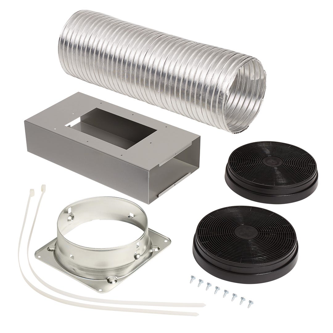 Designer non-duct recirculation kit for chimney hood