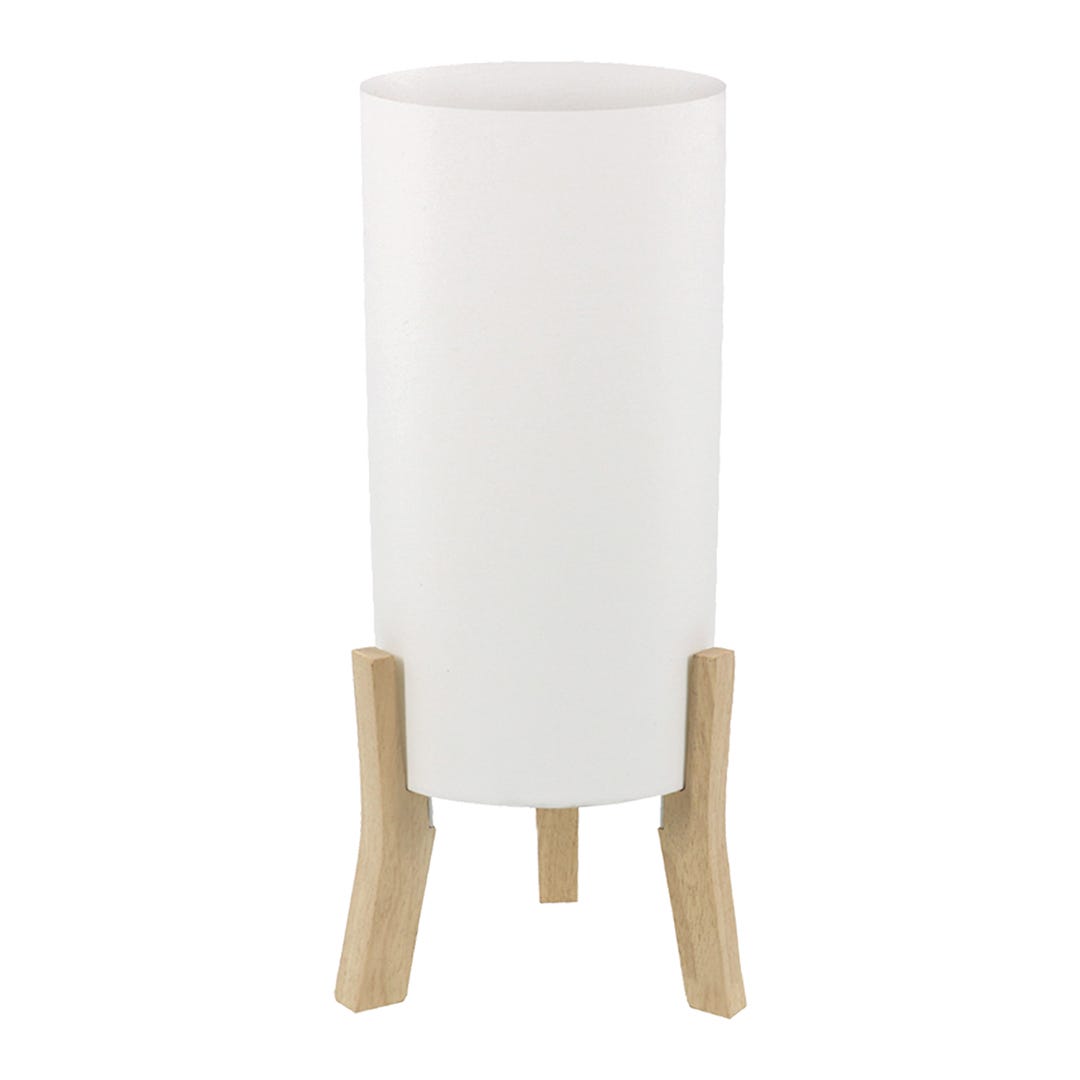 Desk lampe - cylinder - wood base and white