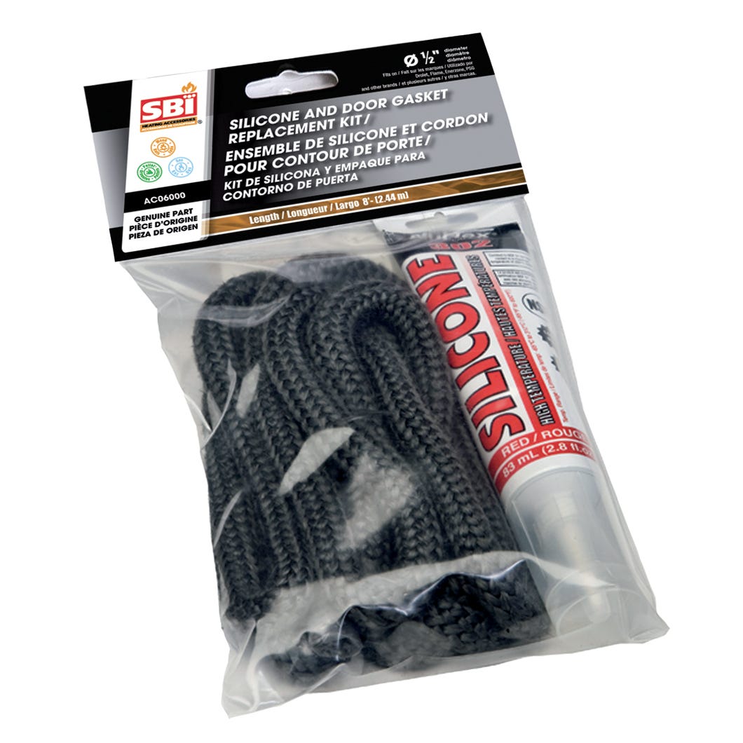 Door Gasket Replacement Kit, Silicone Door Gasket for Stove, 8Ft. X 1/2Ft.