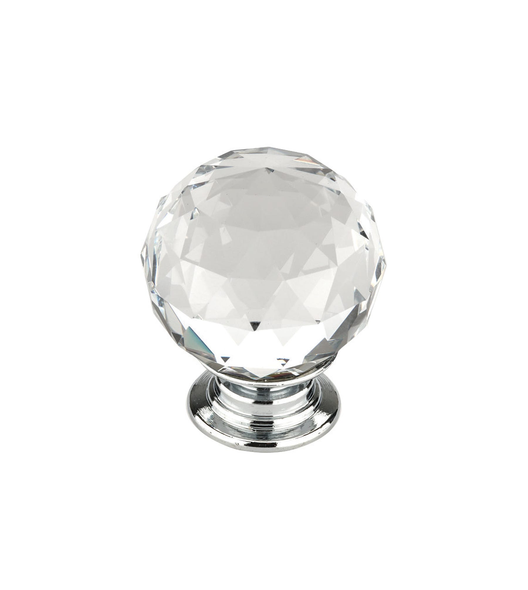 Door Knob Crystal, Chrome, 30 mm
