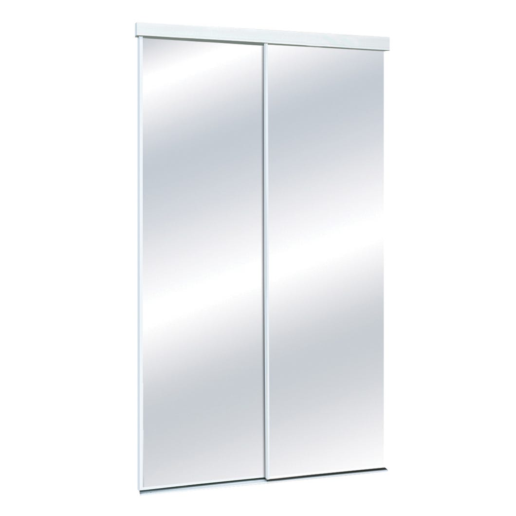 Door Slider Clear Mirror with Frame for Closet Door, 60-in. X 80 1/2-in.