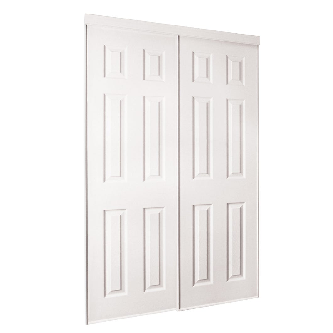 Closet Sliding Door, Primed and Ready to Paint, White Frame, 6 panels, 48 in. x 80 1/2 in.