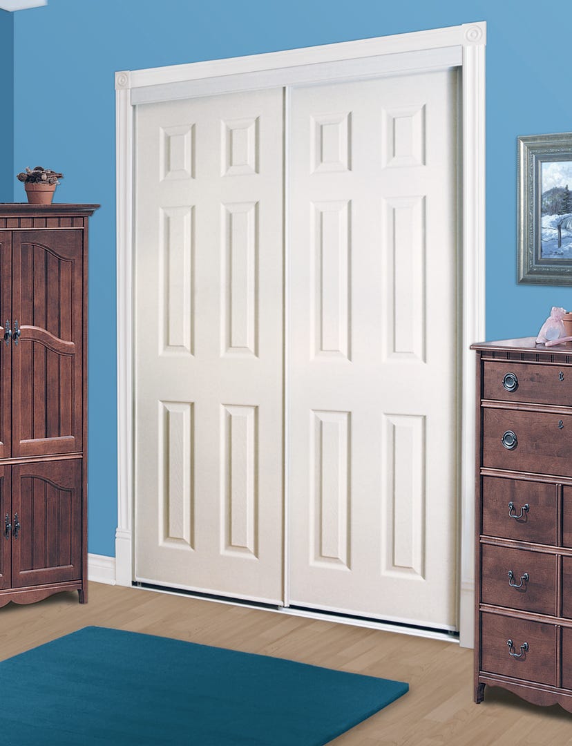 Closet Sliding Door, Primed and Ready to Paint, White Frame, 6 panels, 48 in. x 80 1/2 in.