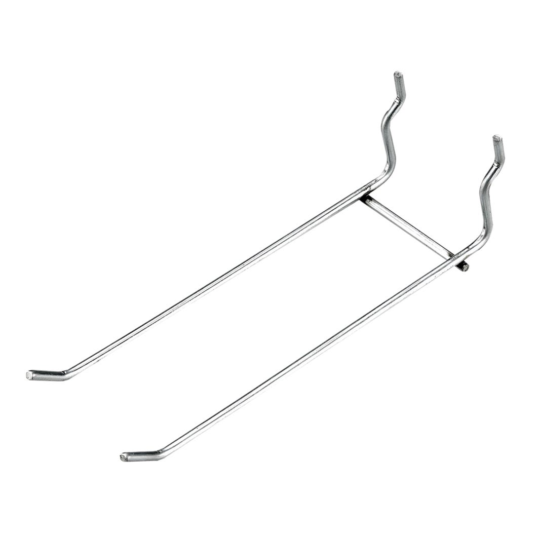 Double hook in metal for pegboard