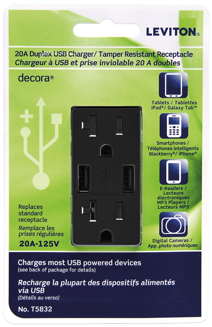 Double socket with USB charger type A/ type C