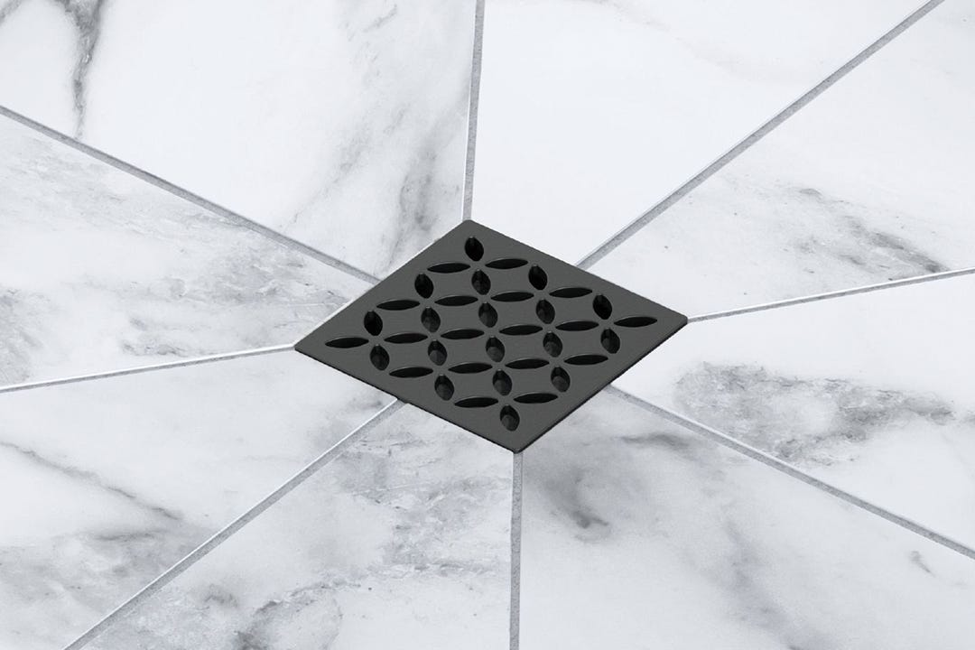 KERDI-DRAIN Drain Grates, Floral, Matte Black Mgs