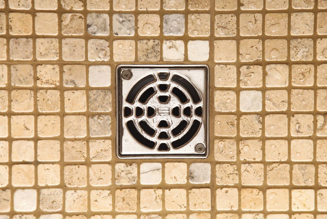 KERDI 2" Abs Shower Drain, 4" Grid, Stainless Steel