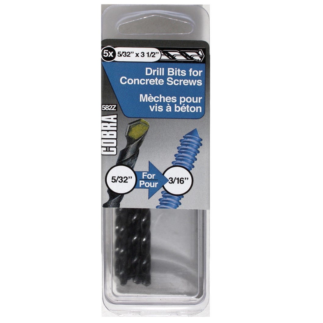 Drill Bit for Concrete Screws, 5/32 in. x 3-1/2 in., 5/Pack