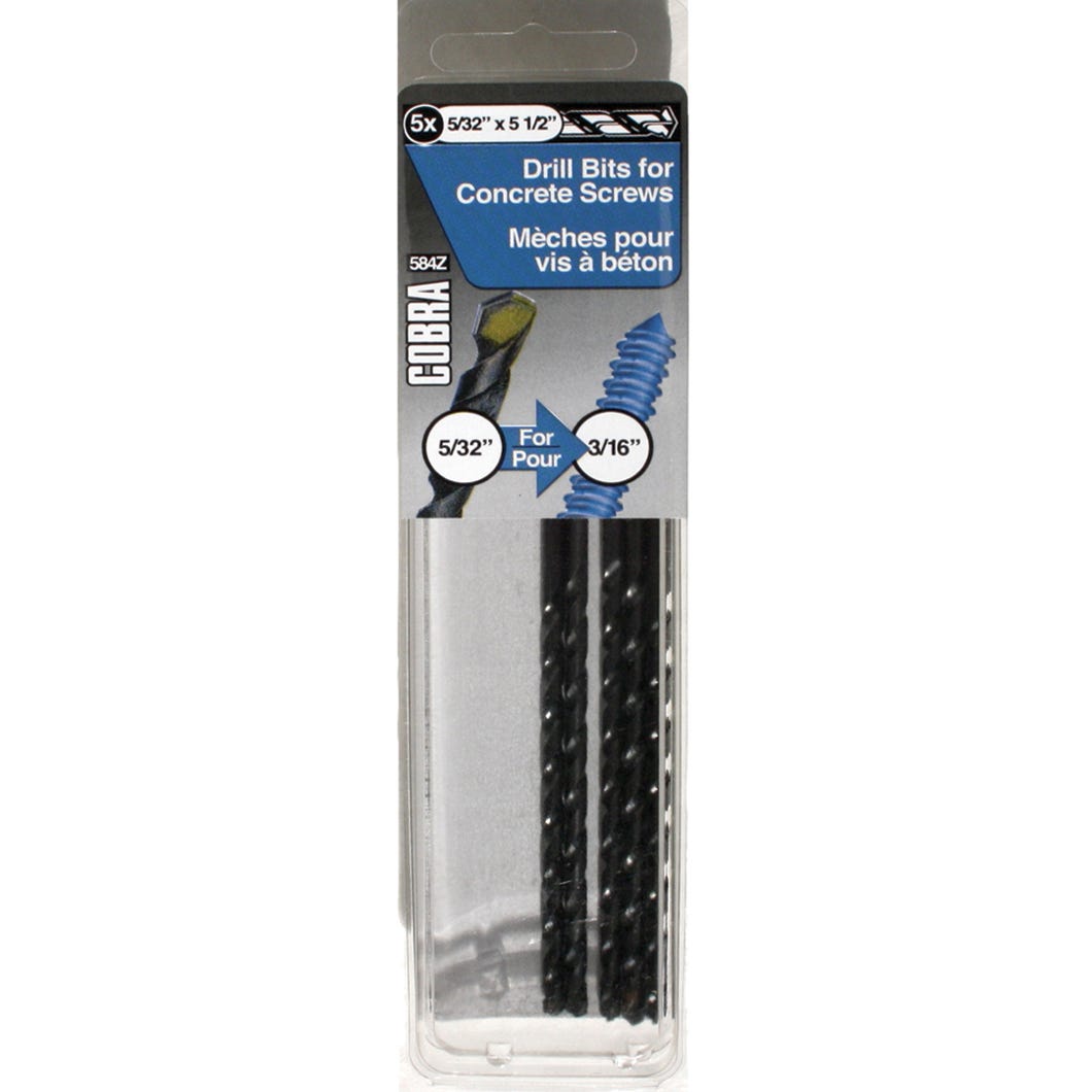 Drill Bit for Concrete Screws, 5/32 in. x 5-1/2 in., 5/Pack