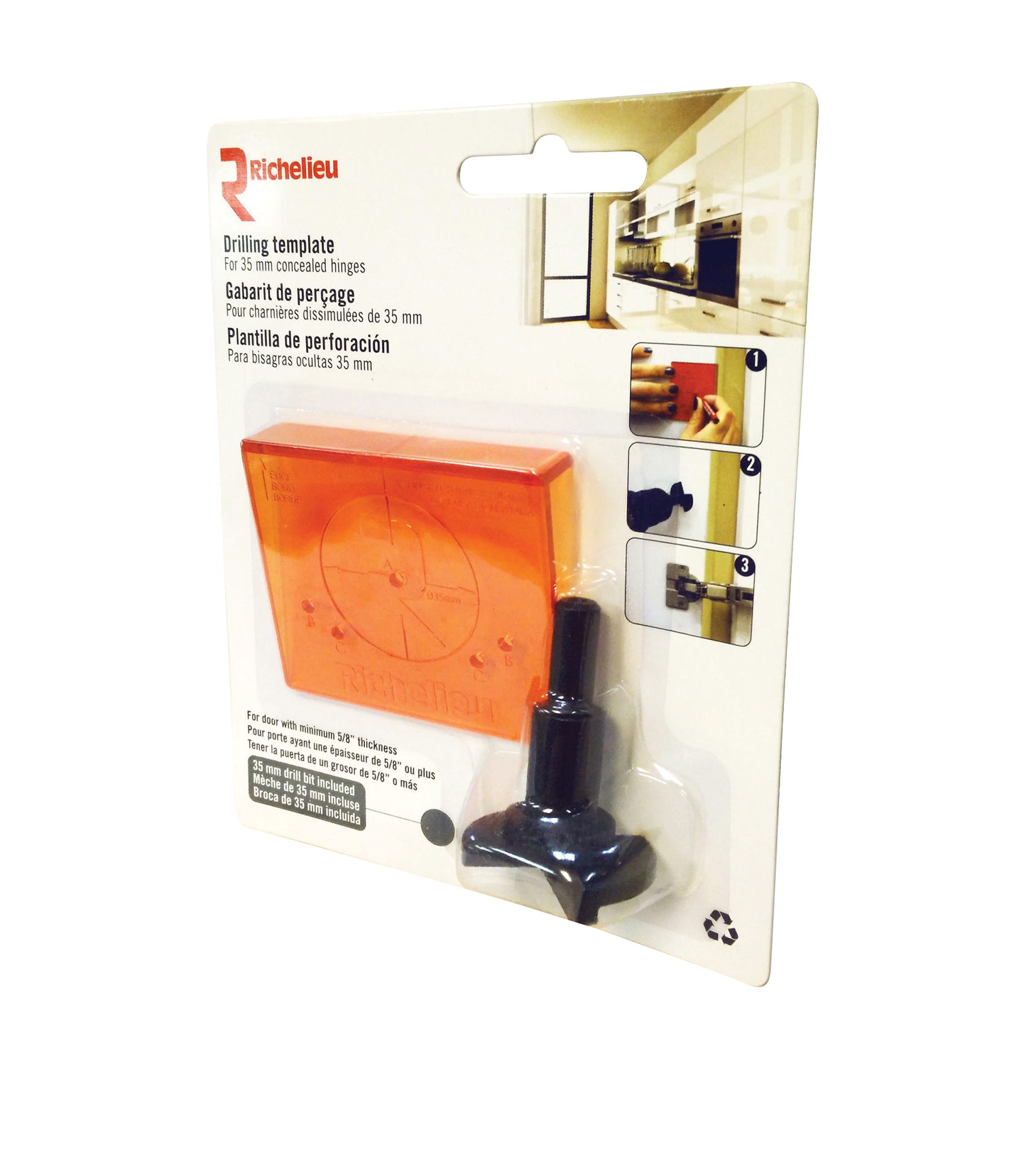 Drilling template for Euro hinges