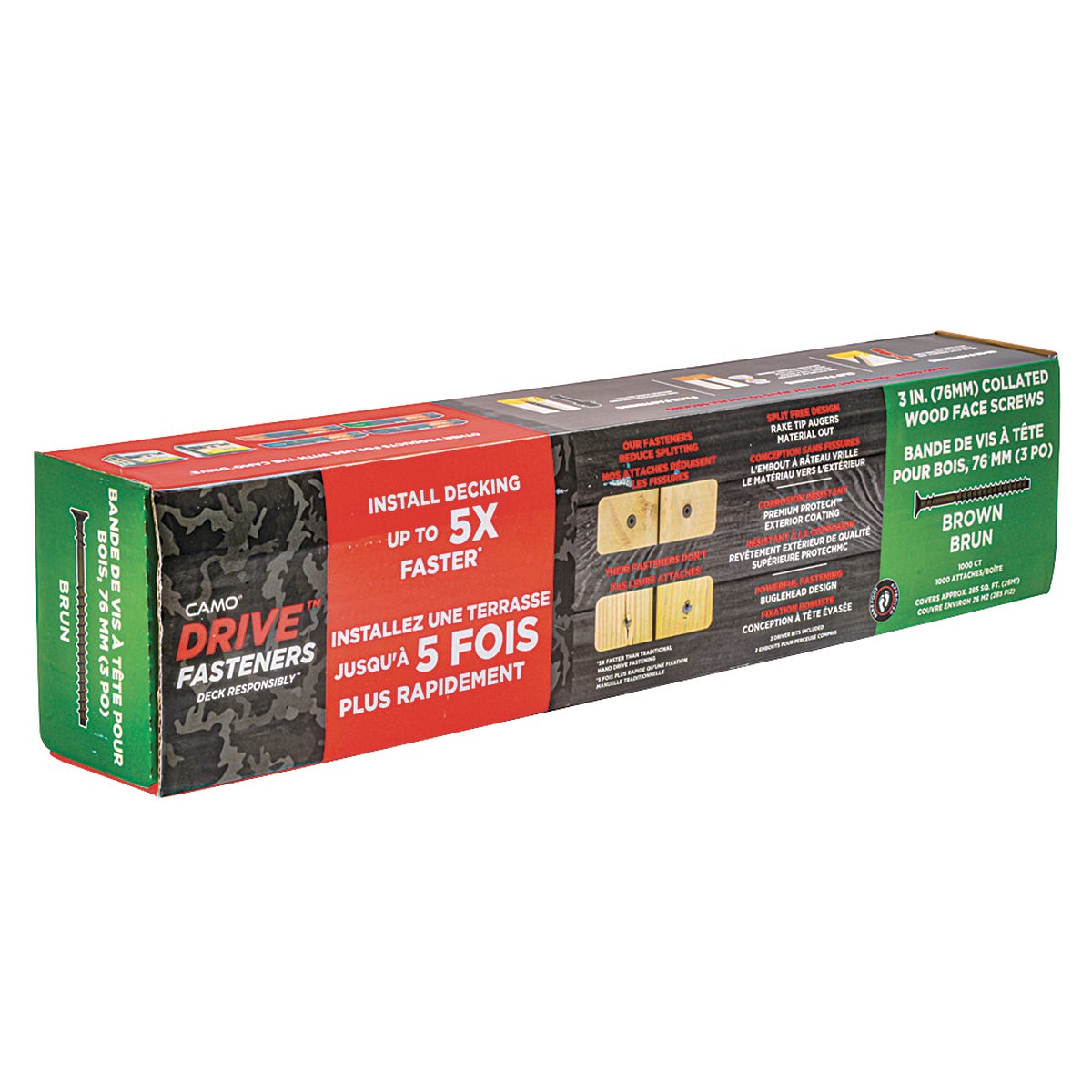 Drive Collated Edge Screws Brown 77 mm, 3-in., 1000/Pack
