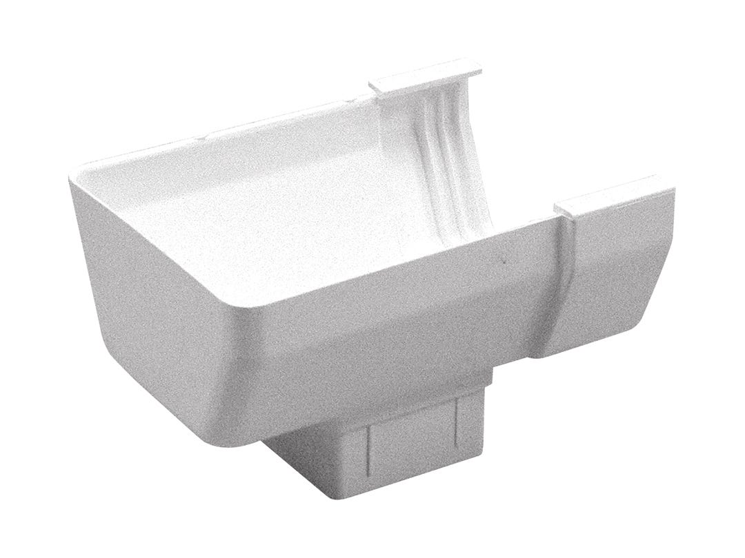 Drop outlet end for vinyl gutter