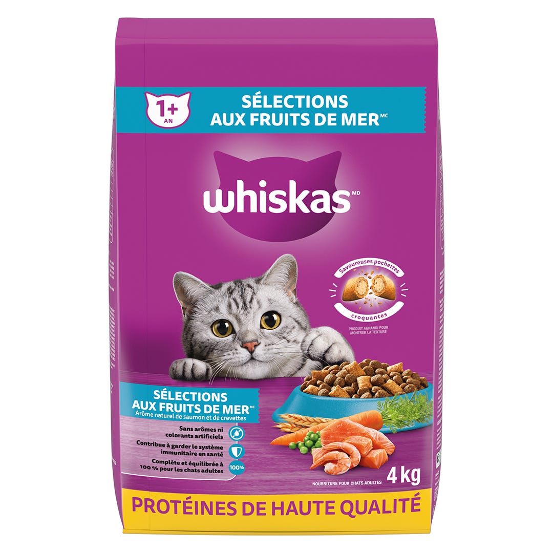 Dry Adult Cat Food, Seafood & Salmon Flavor, 4 kg