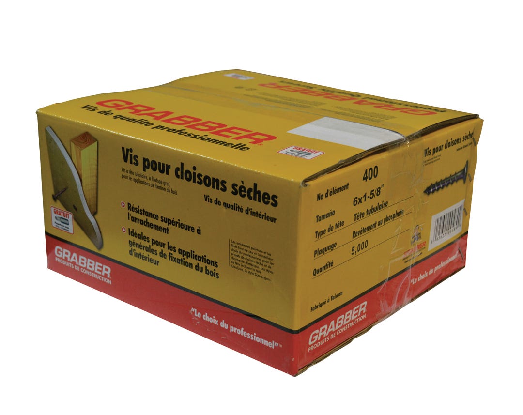 Drywall Screw Tubular Head, Coarse Thread 1 5/8-in., 5000/Pack