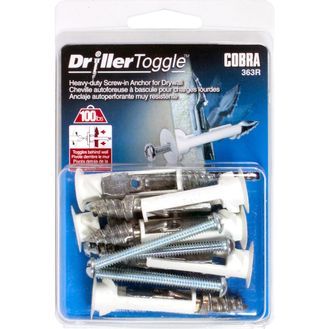 DRILLERTOGGLE Drywall Toggle Anchor, 3/16 in. + Bolts x 2 in., 6/Pack