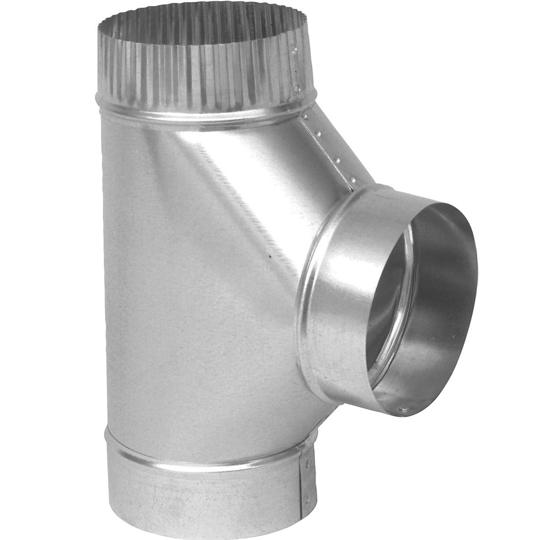 Galvanized Tee Duct, 6-in.