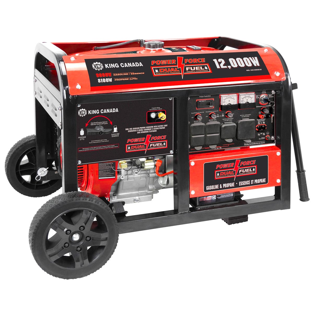 Duel Fuel Gasoline/Propane Generator, Electric Start, 12.000 W, 31 L