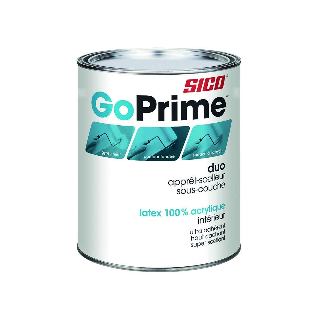 GO PRIME Interior Latex Duo Sealer and Primer, 100% Acrylic, Pure White, 946 ml