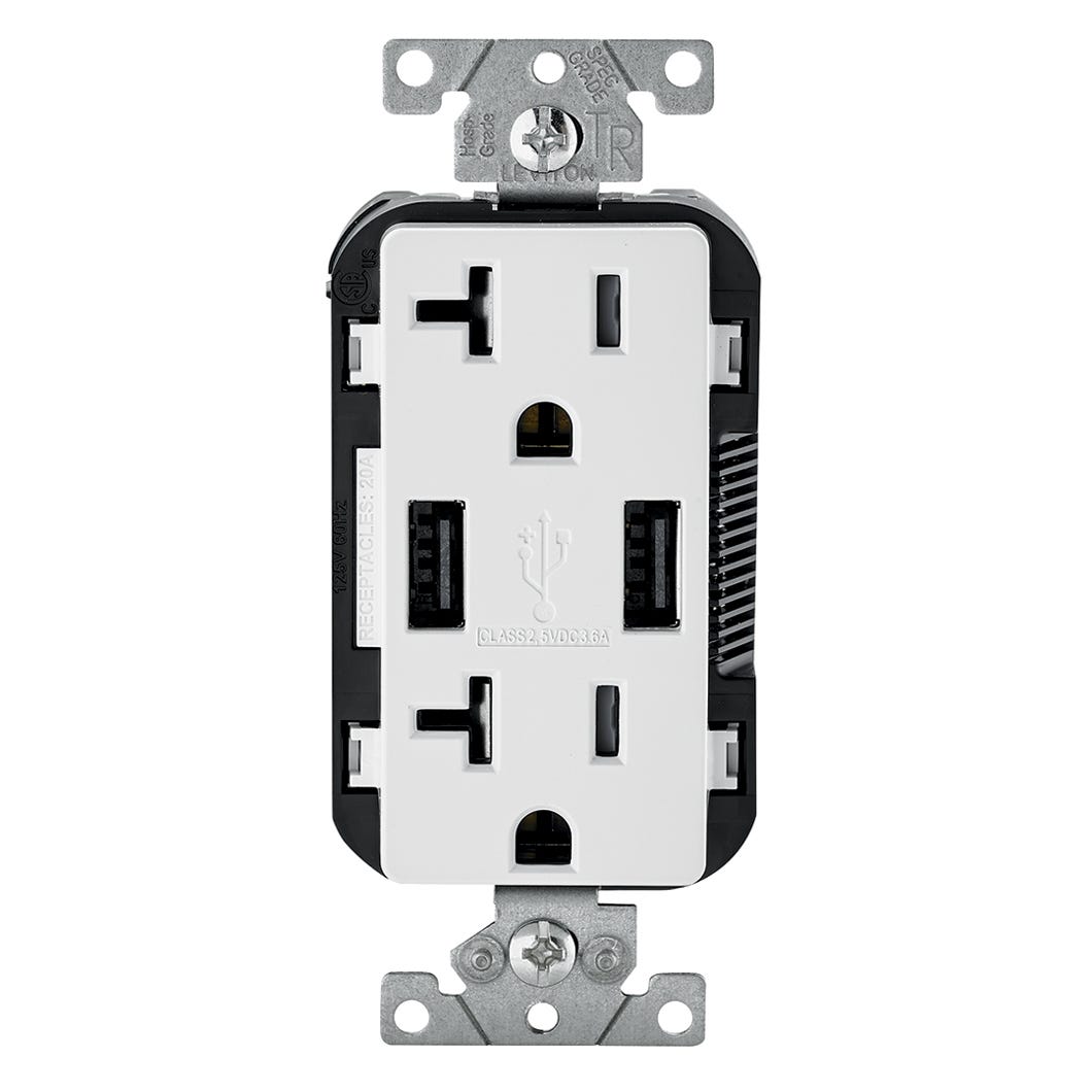 Duplex Usb Charger with Tamper Resistant Duplex Receptacle