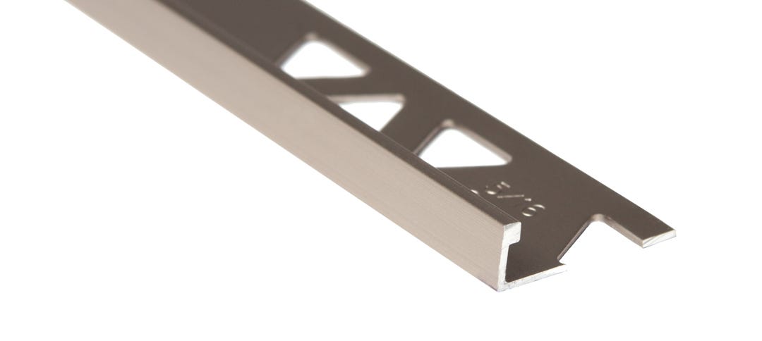 Edge Tile Aluminum, 8 mm,  5/16 in. x 8 ft., Satin Titanium