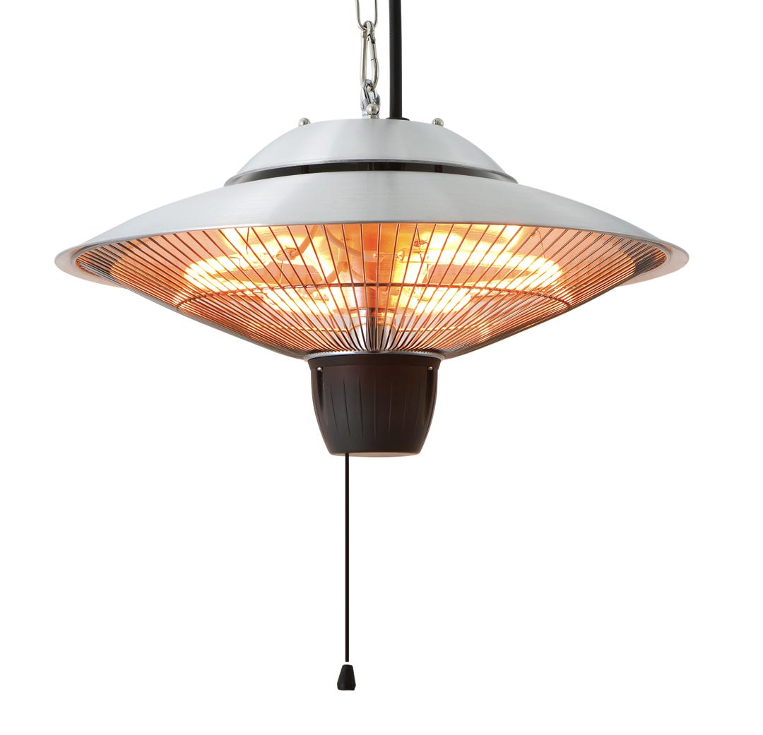 Electric Infrared Hanging Patio Heater, 1500 W, Silver