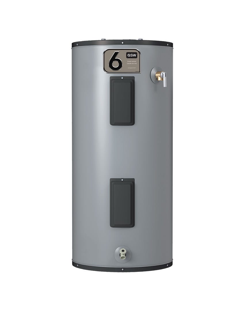Electric Water Heater, Top Entry, 6-Year, 240V, 40 Gal