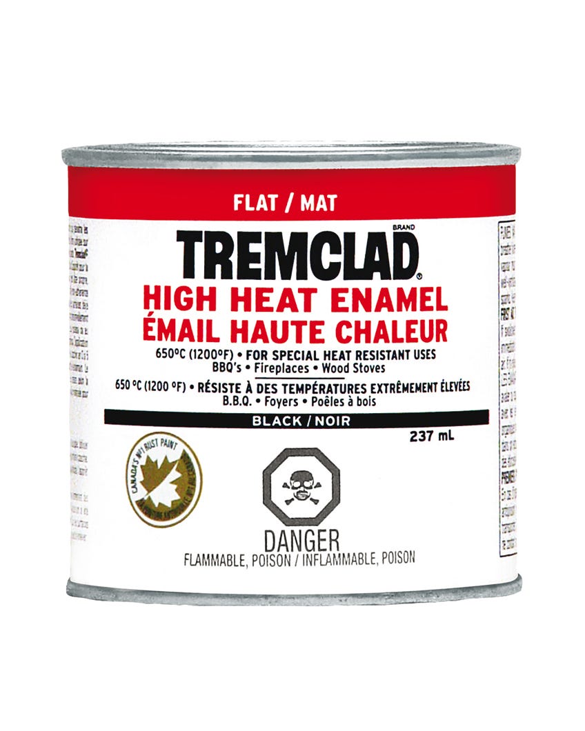 Enamel Paint High Heat, BBQ/Fireplace/Wood Stove-Flat Finish, Black, 237 ml