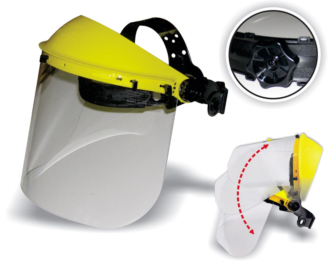 Faceshield headgear with ratchet suspension