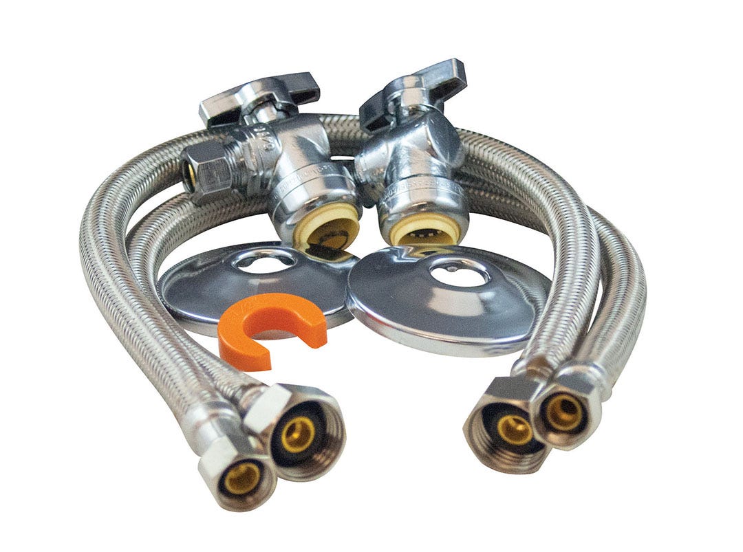 Faucet-in.stallation Kit Angled with Quick Connect Turn Valve 1/4 Turn, 3/8-in. X 20-in.